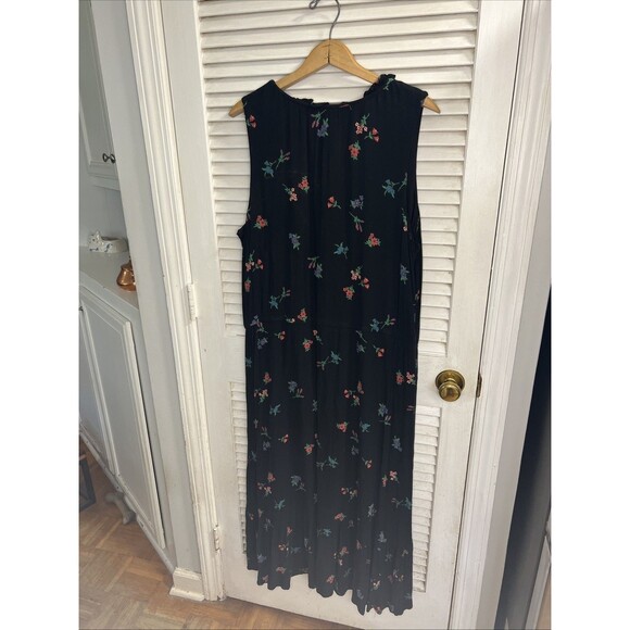 Old Navy Casual Women’s Pull-over Sleeveless Lined Floral MIDI Dress XXL, Black - Picture 3 of 4